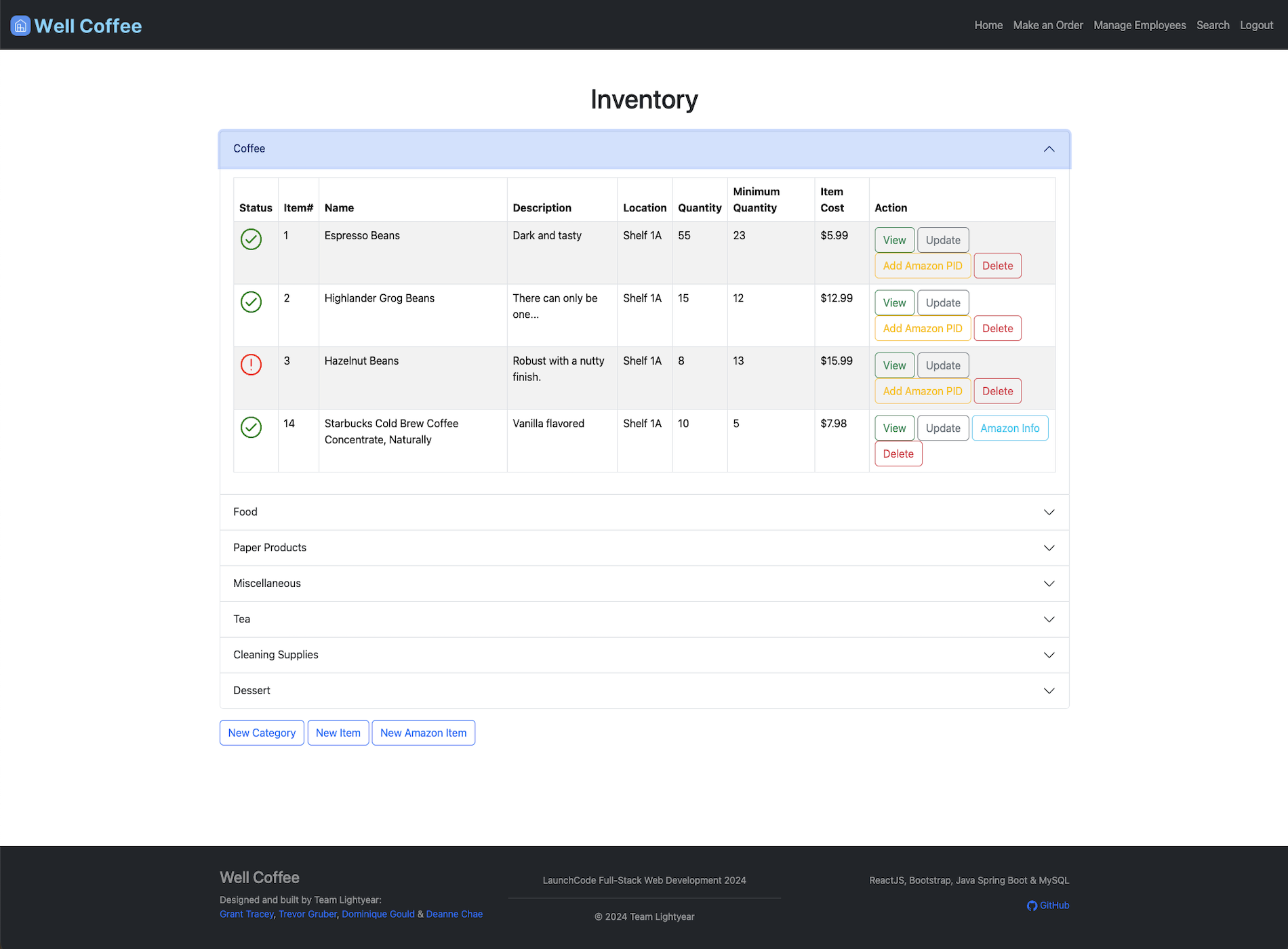 Well Coffee Inventory App